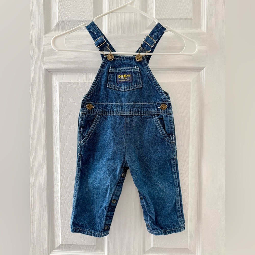 OshKosh B'gosh Vintage Y2K Classic Blue Overalls Size 18 Mo